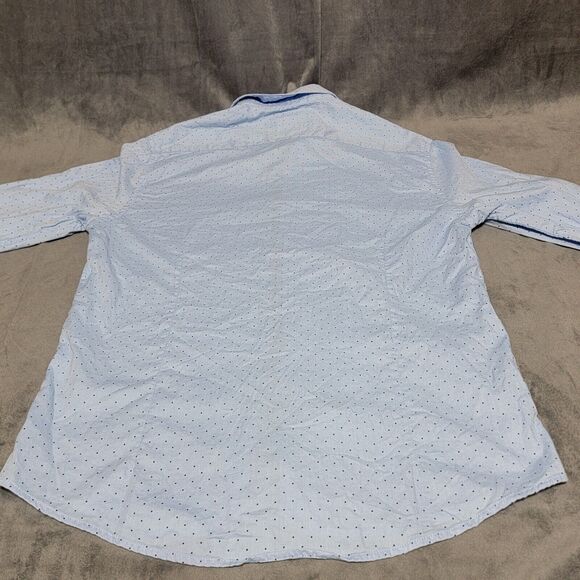 Denim And Flower Ricky Singh Shirt Mens Med Button Up Long Sleeve Blue Polka Dot - Picture 2 of 8